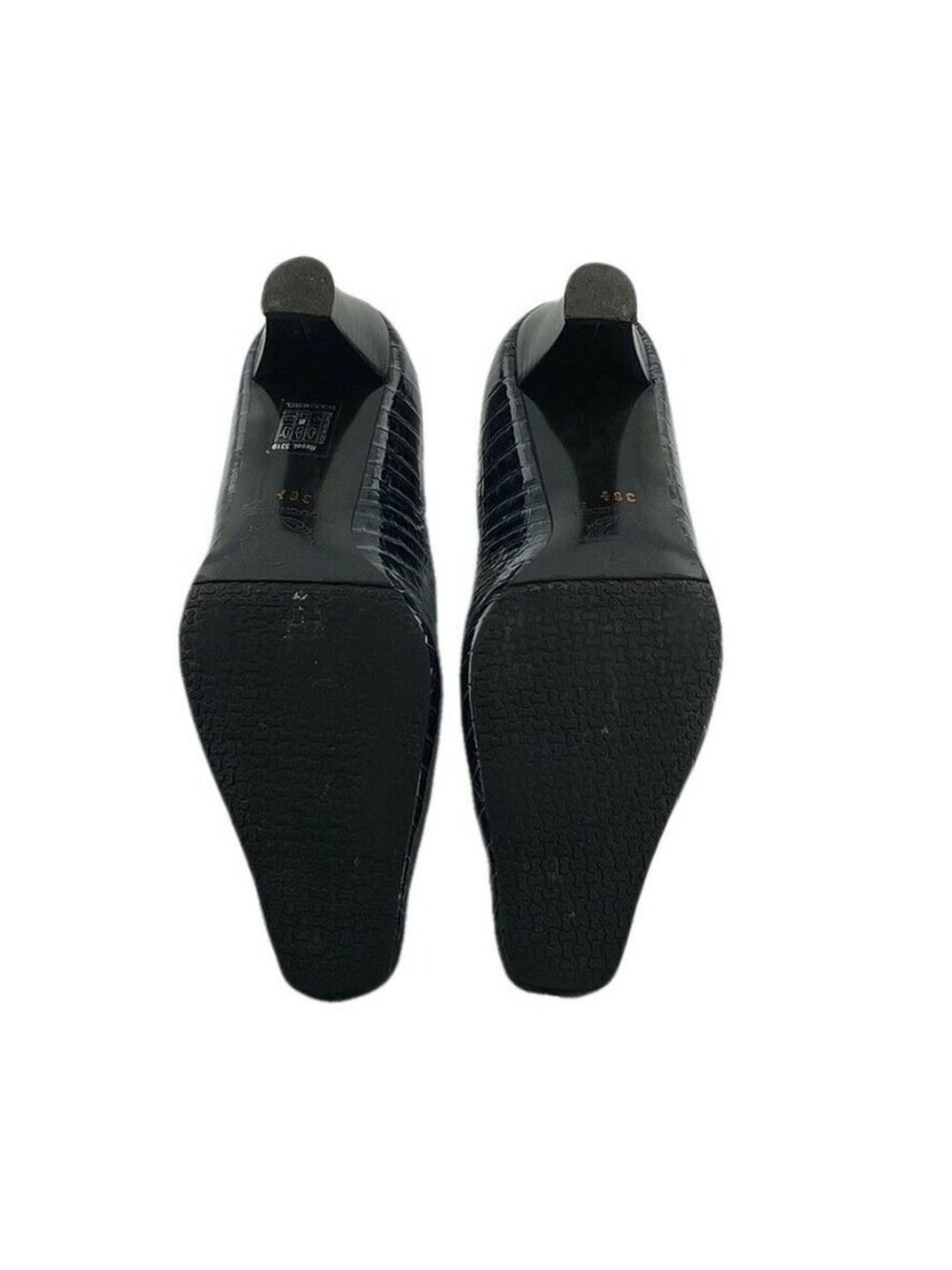 Boucherel Womens Black Croc-Embossed Leather Heels Size 38 - Picture 5 of 9